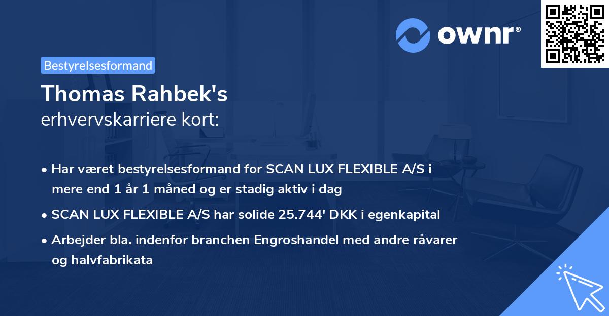 Thomas Rahbek's erhvervskarriere kort
