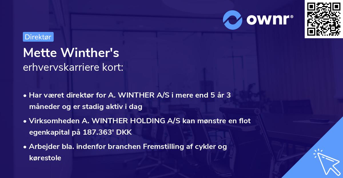 Mette Winther's erhvervskarriere kort