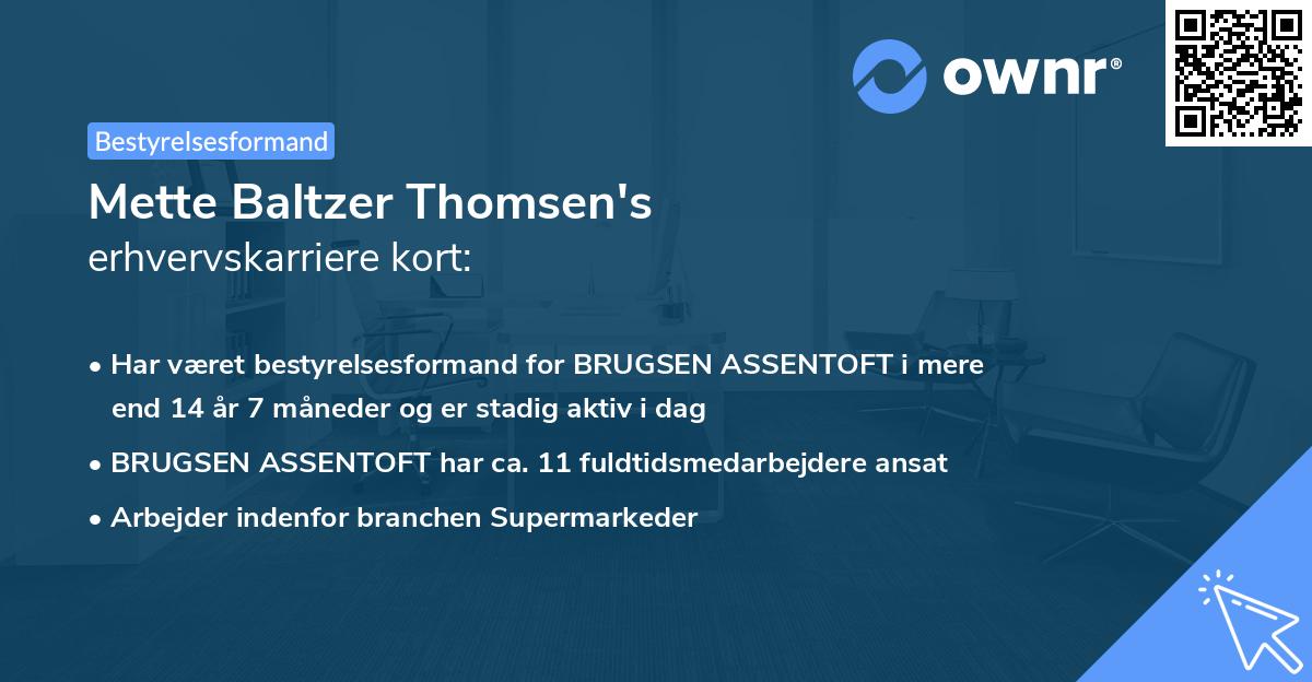 Mette Baltzer Thomsen's erhvervskarriere kort