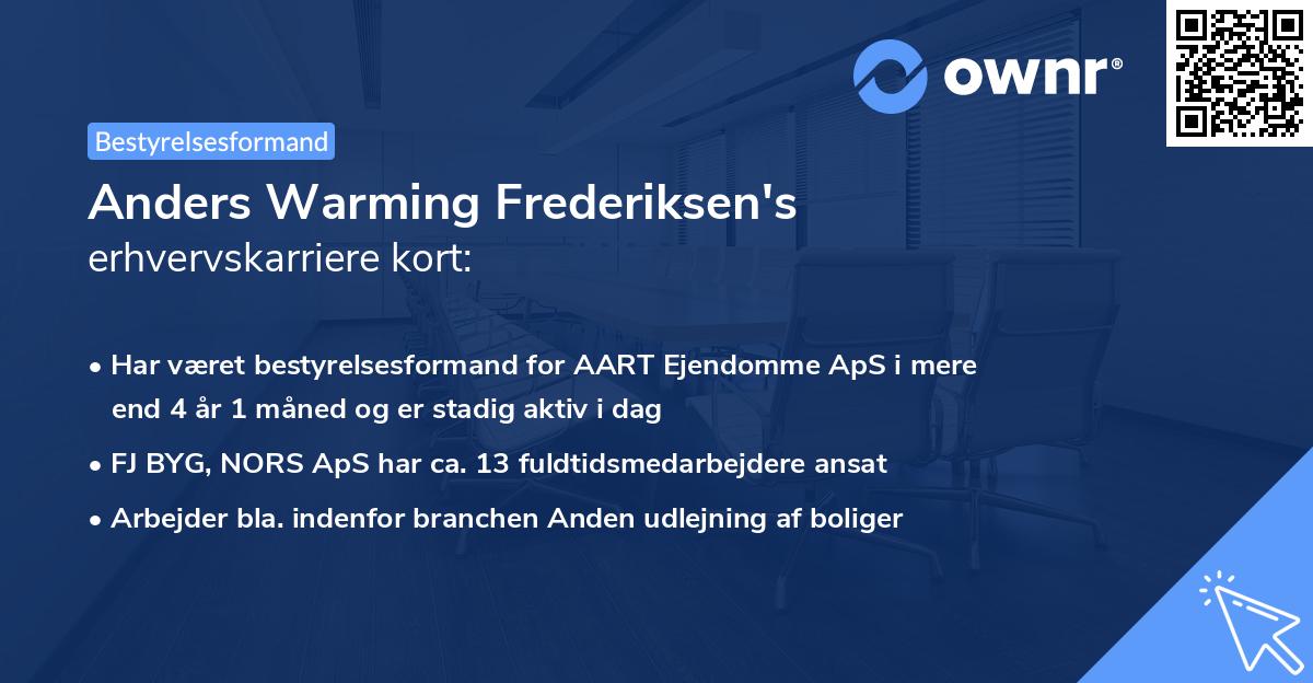 Anders Warming Frederiksen's erhvervskarriere kort