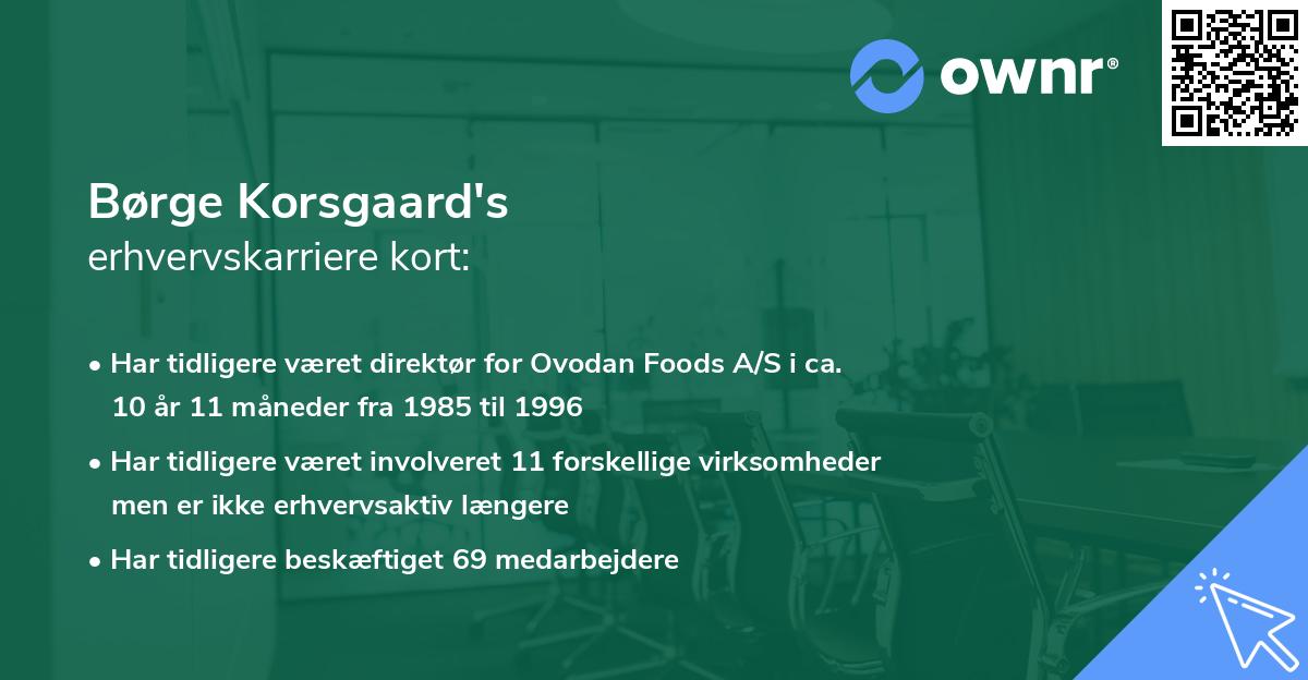 Børge Korsgaard's erhvervskarriere kort