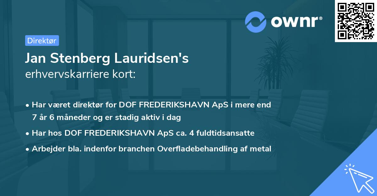 Jan Stenberg Lauridsen's erhvervskarriere kort