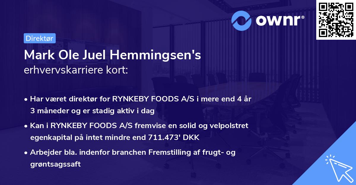Mark Ole Juel Hemmingsen's erhvervskarriere kort