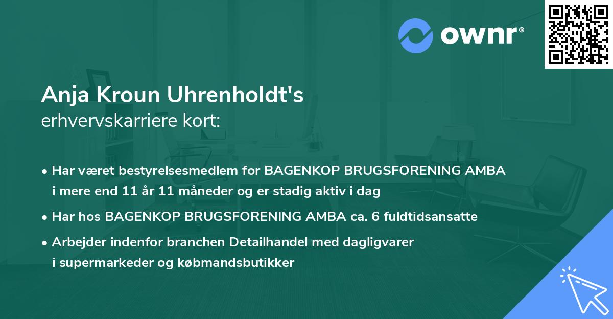Anja Kroun Uhrenholdt's erhvervskarriere kort
