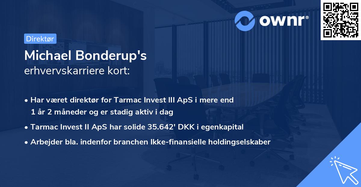 Michael Bonderup's erhvervskarriere kort
