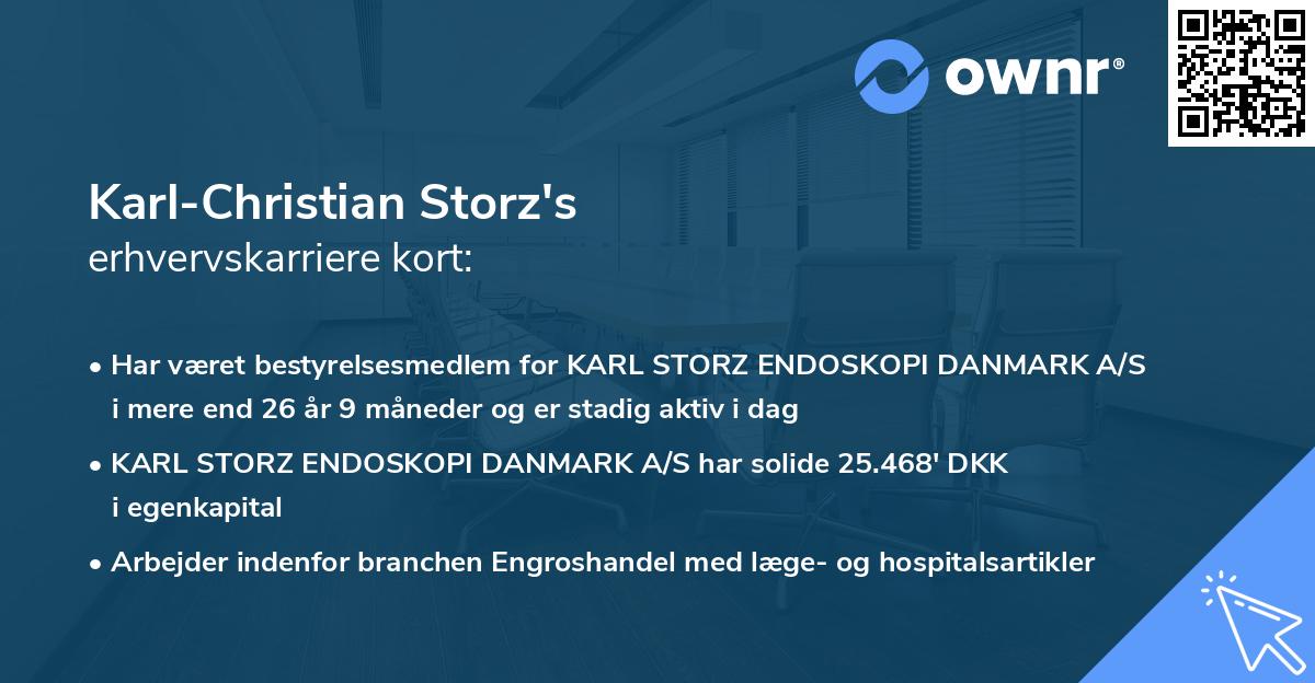 Karl-Christian Storz's erhvervskarriere kort