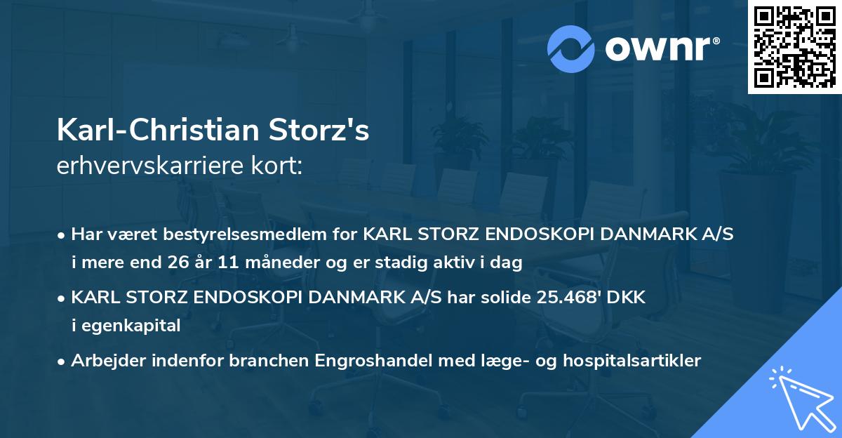 Karl-Christian Storz's erhvervskarriere kort