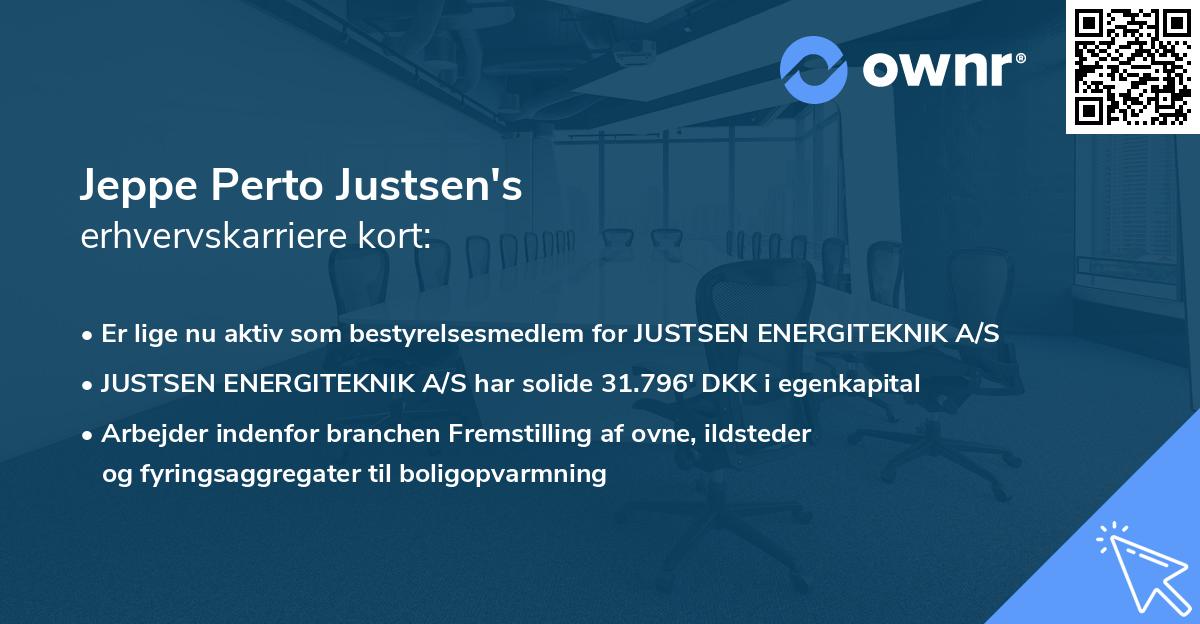 Jeppe Perto Justsen's erhvervskarriere kort