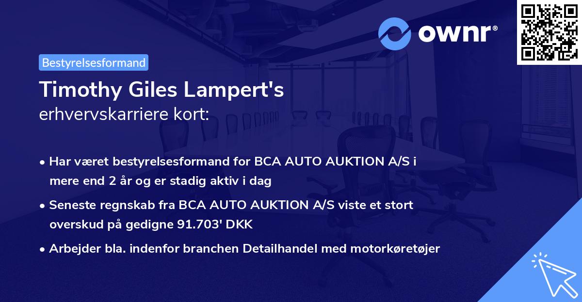 Timothy Giles Lampert's erhvervskarriere kort