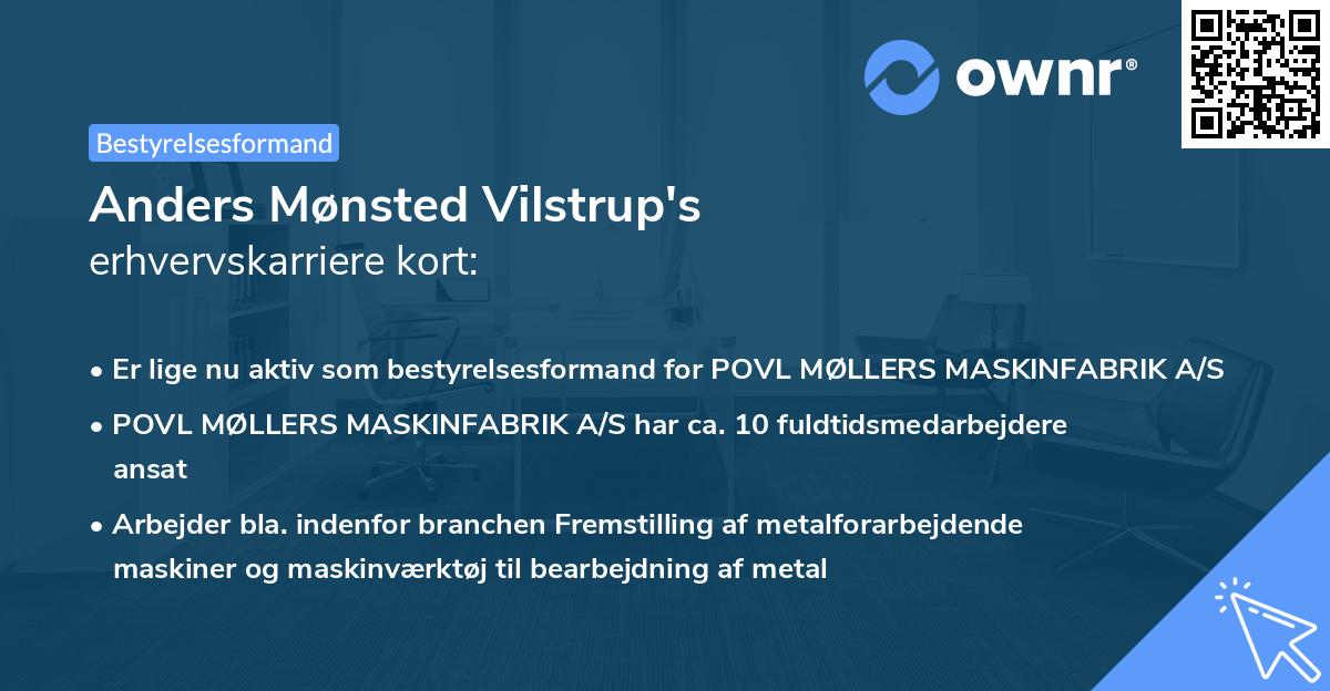 Anders Mønsted Vilstrup's erhvervskarriere kort