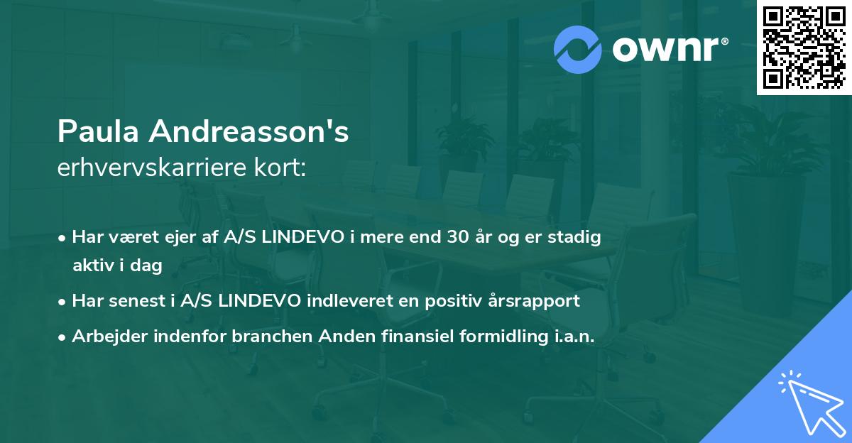 Paula Andreasson's erhvervskarriere kort