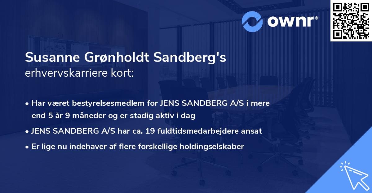 Susanne Grønholdt Sandberg's erhvervskarriere kort