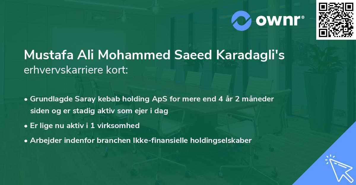 Mustafa Ali Mohammed Saeed Karadagli's erhvervskarriere kort