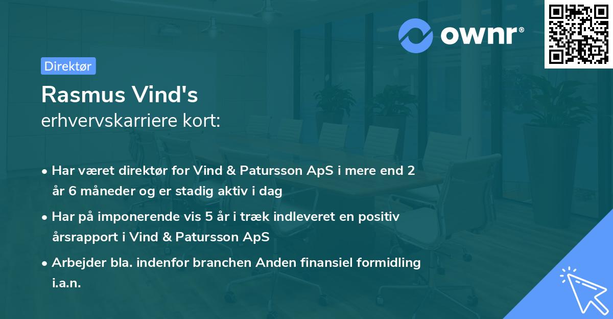 Rasmus Vind's erhvervskarriere kort