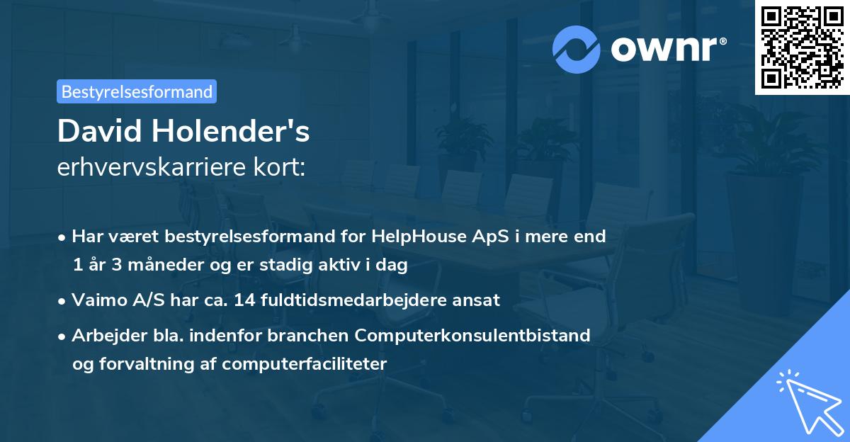 David Holender's erhvervskarriere kort