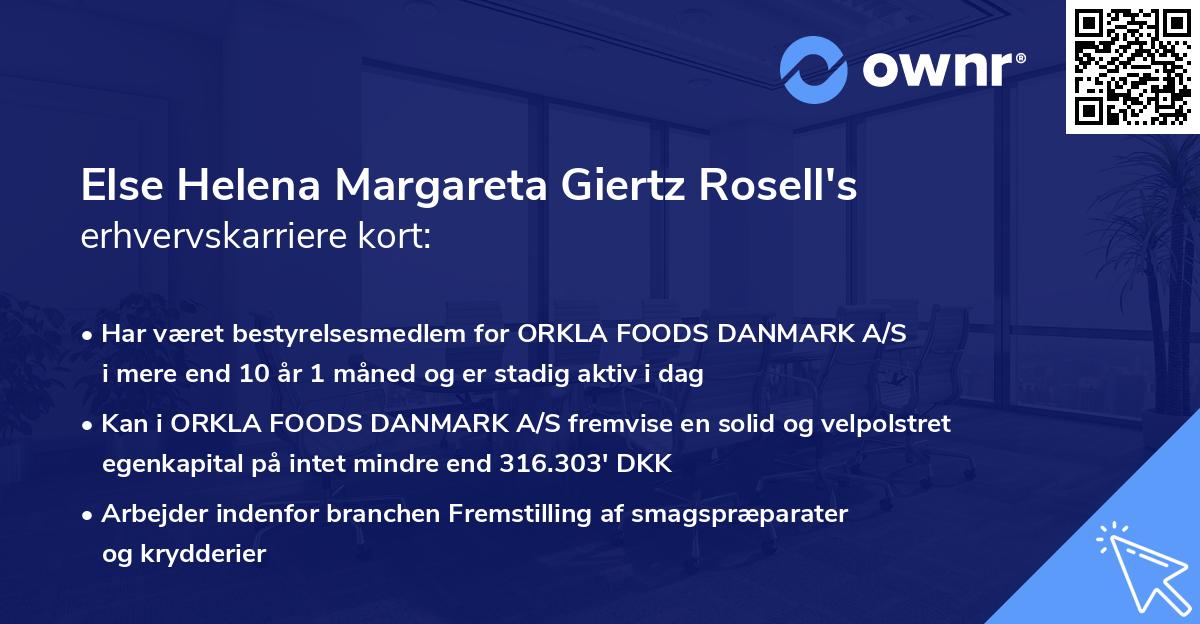 Else Helena Margareta Giertz Rosell's erhvervskarriere kort