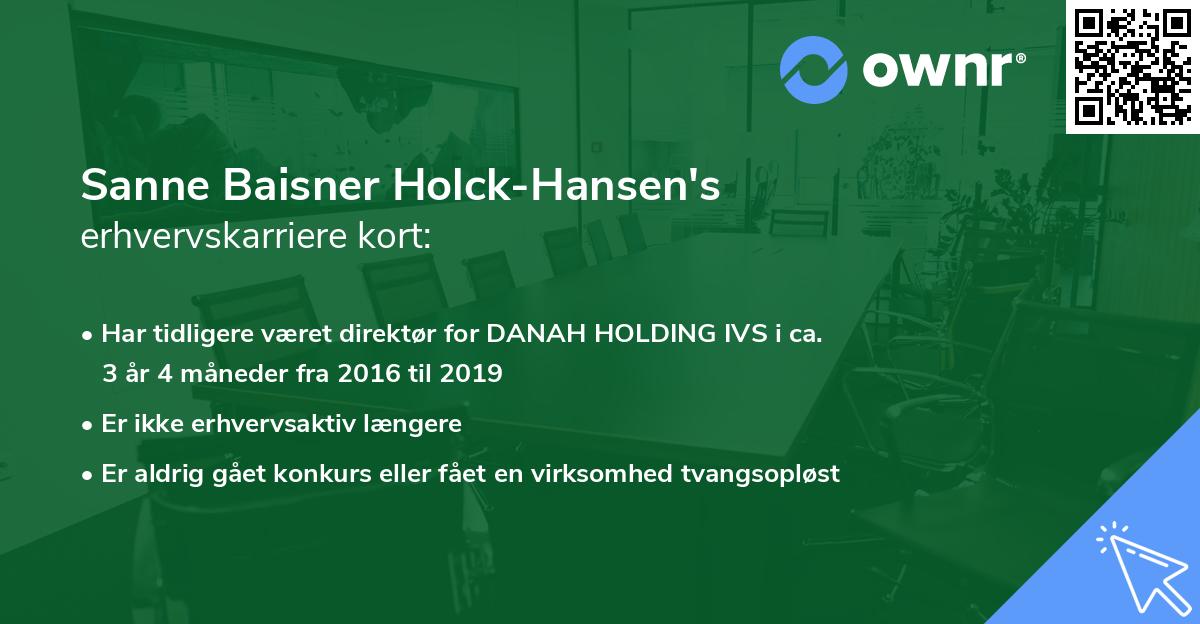 Sanne Baisner Holck-Hansen's erhvervskarriere kort