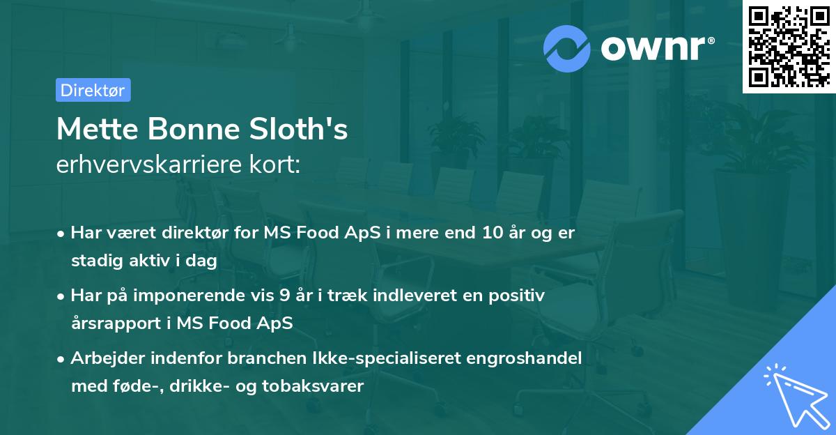 Mette Bonne Sloth's erhvervskarriere kort