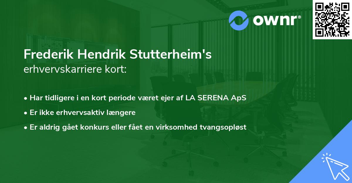 Frederik Hendrik Stutterheim's erhvervskarriere kort