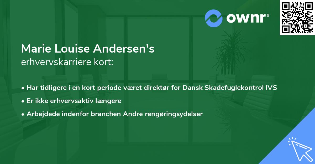 Marie Louise Andersen's erhvervskarriere kort