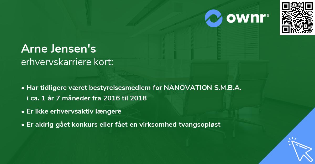 Arne Jensen's erhvervskarriere kort