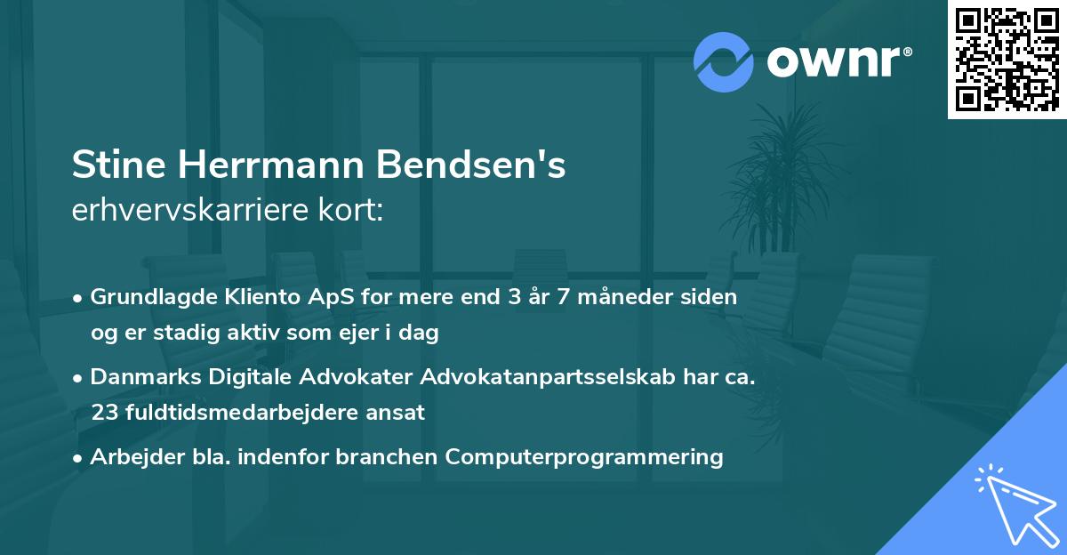 Stine Herrmann Bendsen's erhvervskarriere kort