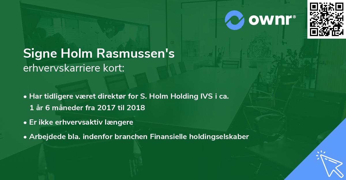 Signe Holm Rasmussen's erhvervskarriere kort