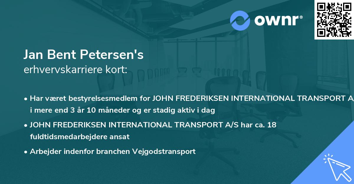 Jan Bent Petersen's erhvervskarriere kort