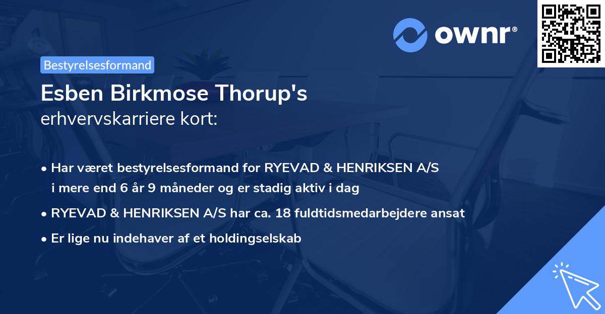 Esben Birkmose Thorup's erhvervskarriere kort