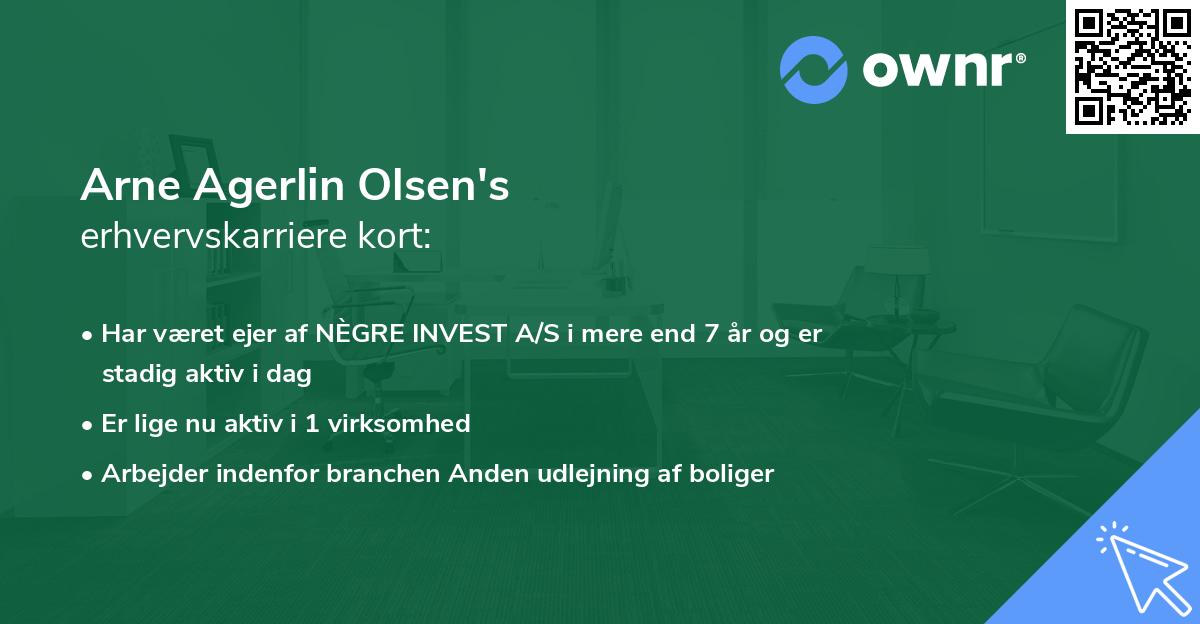 Arne Agerlin Olsen's erhvervskarriere kort