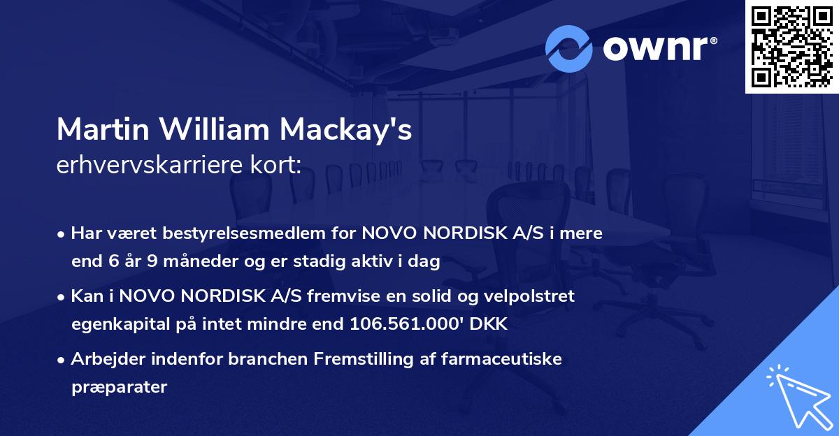 Martin William Mackay's erhvervskarriere kort