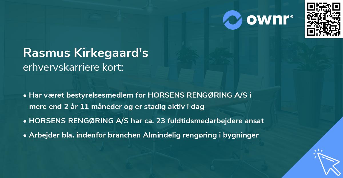 Rasmus Kirkegaard's erhvervskarriere kort