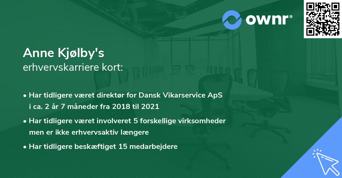 Anne Kjølby's erhvervskarriere kort