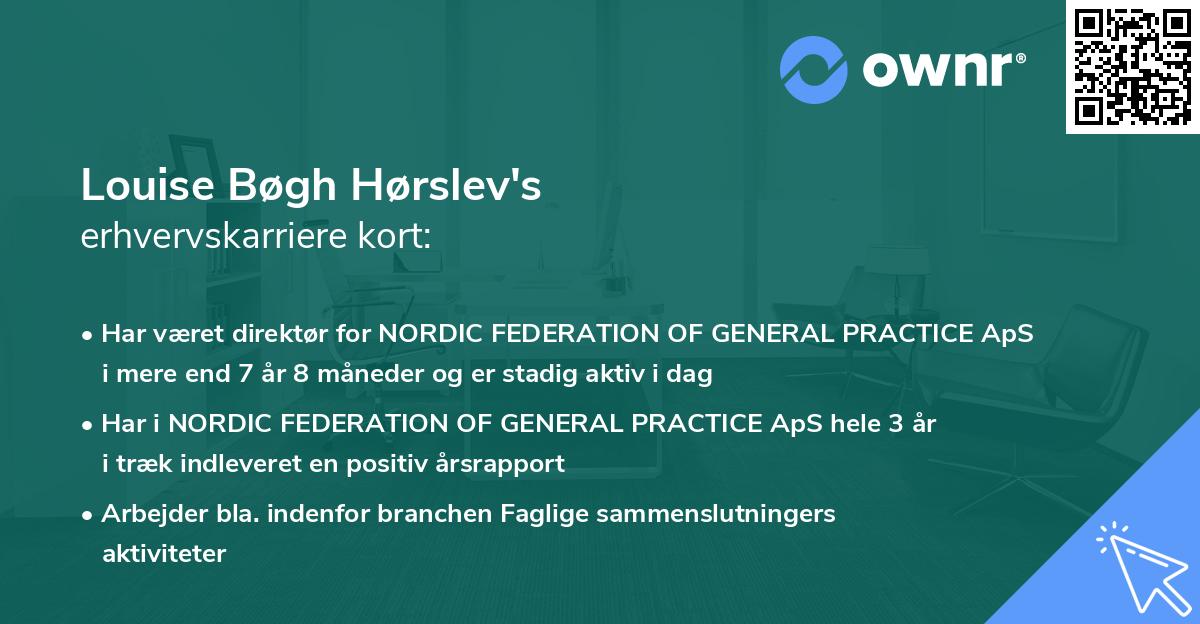 Louise Bøgh Hørslev's erhvervskarriere kort