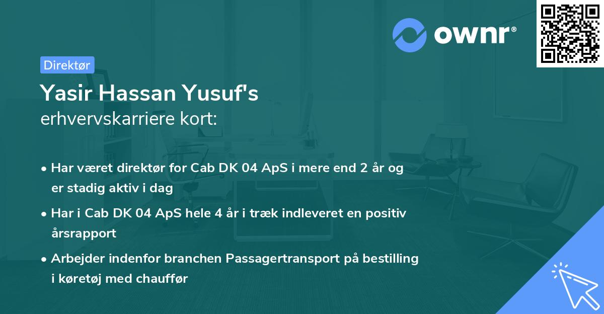 Yasir Hassan Yusuf's erhvervskarriere kort