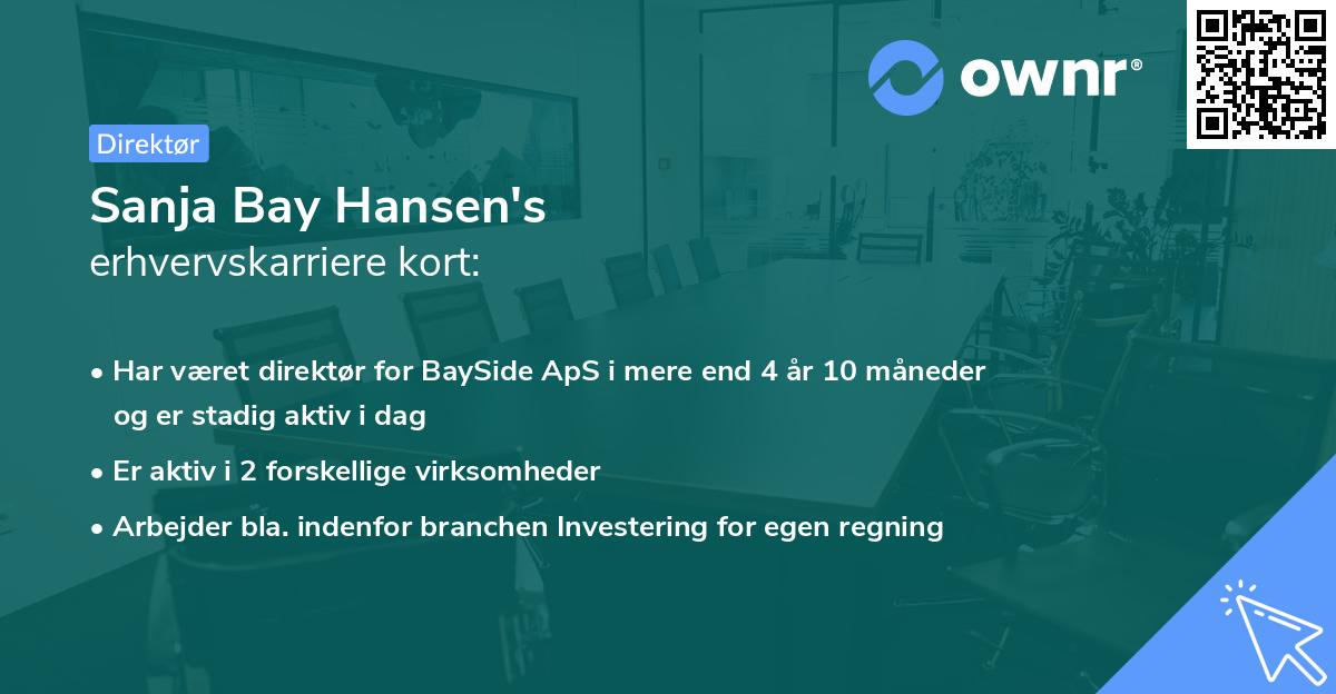 Sanja Bay Hansen's erhvervskarriere kort