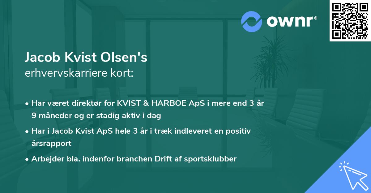 Jacob Kvist Olsen's erhvervskarriere kort