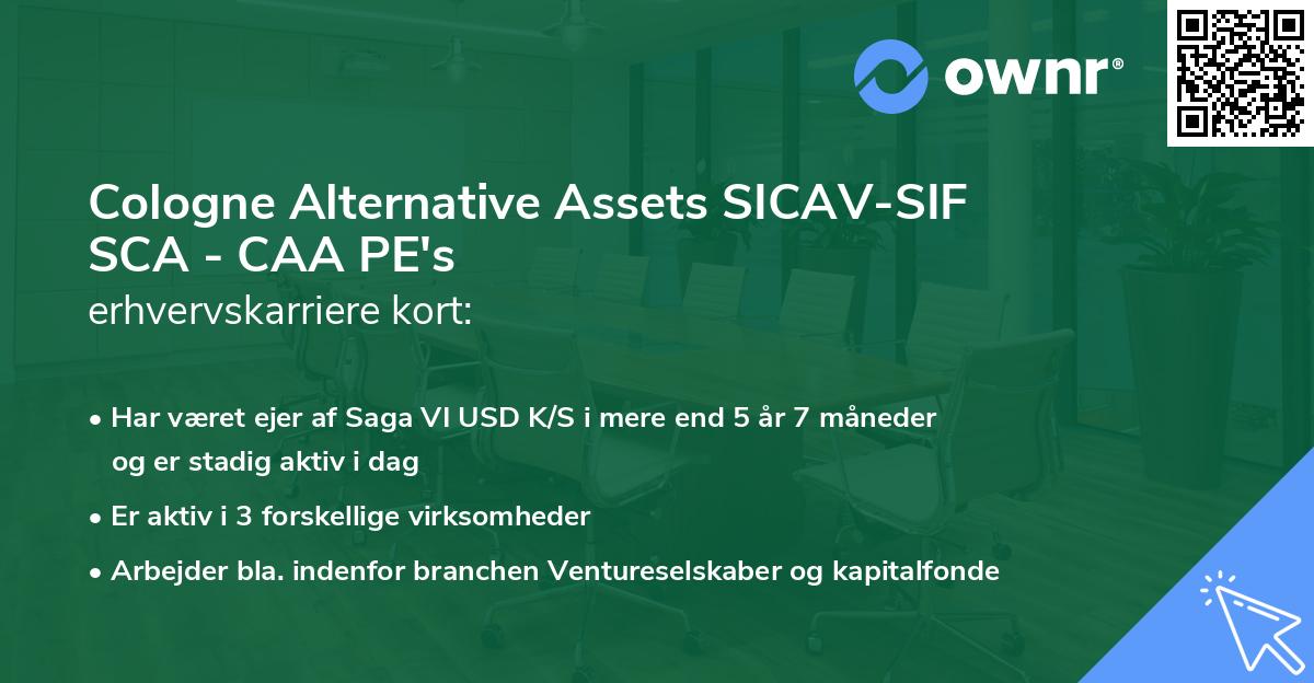 Cologne Alternative Assets SICAV-SIF SCA - CAA PE's erhvervskarriere kort