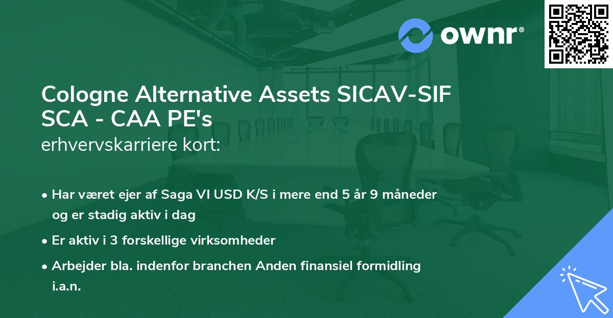 Cologne Alternative Assets SICAV-SIF SCA - CAA PE's erhvervskarriere kort