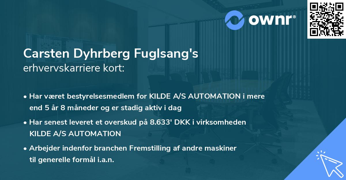 Carsten Dyhrberg Fuglsang's erhvervskarriere kort