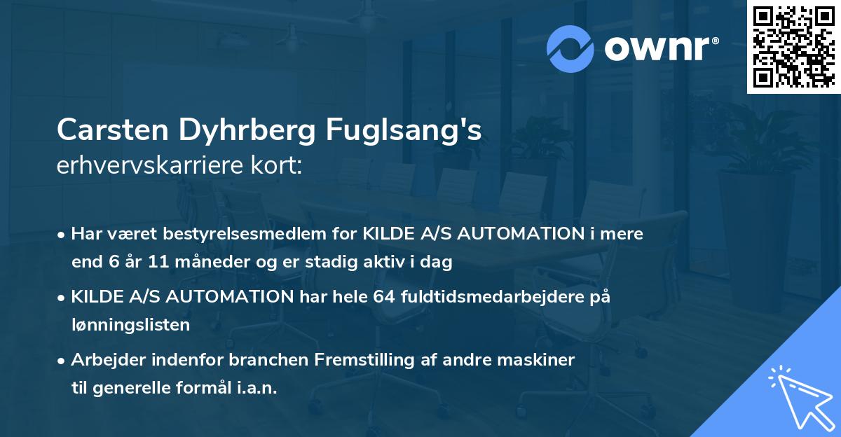 Carsten Dyhrberg Fuglsang's erhvervskarriere kort
