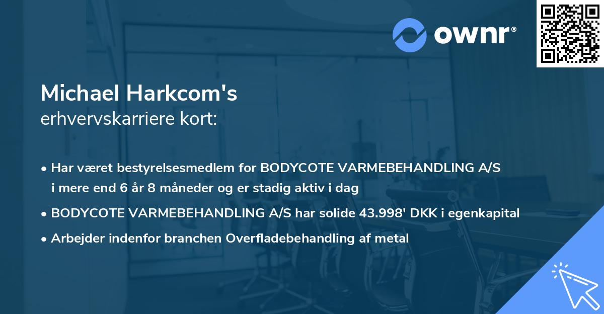 Michael Harkcom's erhvervskarriere kort