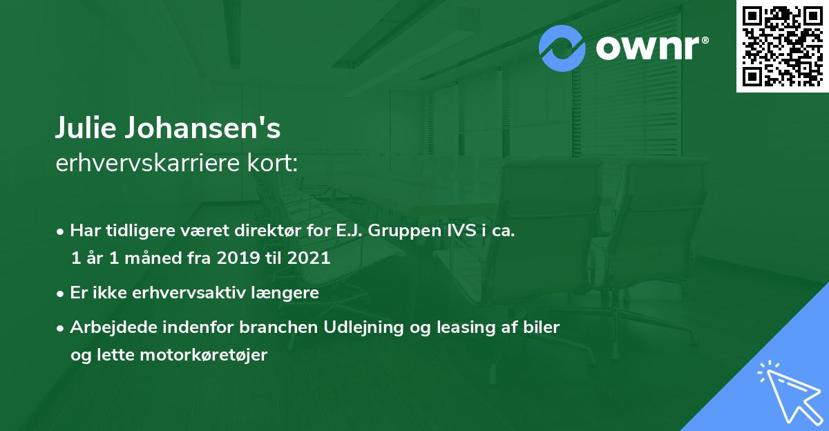 Julie Johansen's erhvervskarriere kort