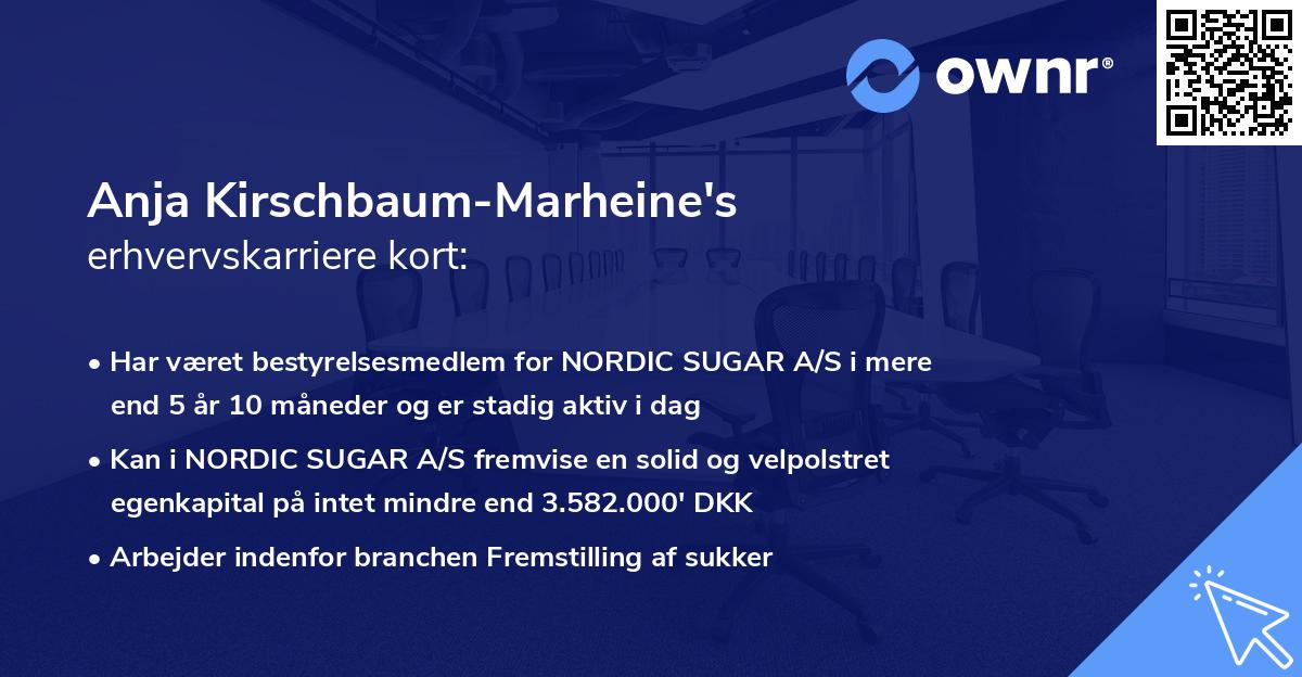 Anja Kirschbaum-Marheine's erhvervskarriere kort