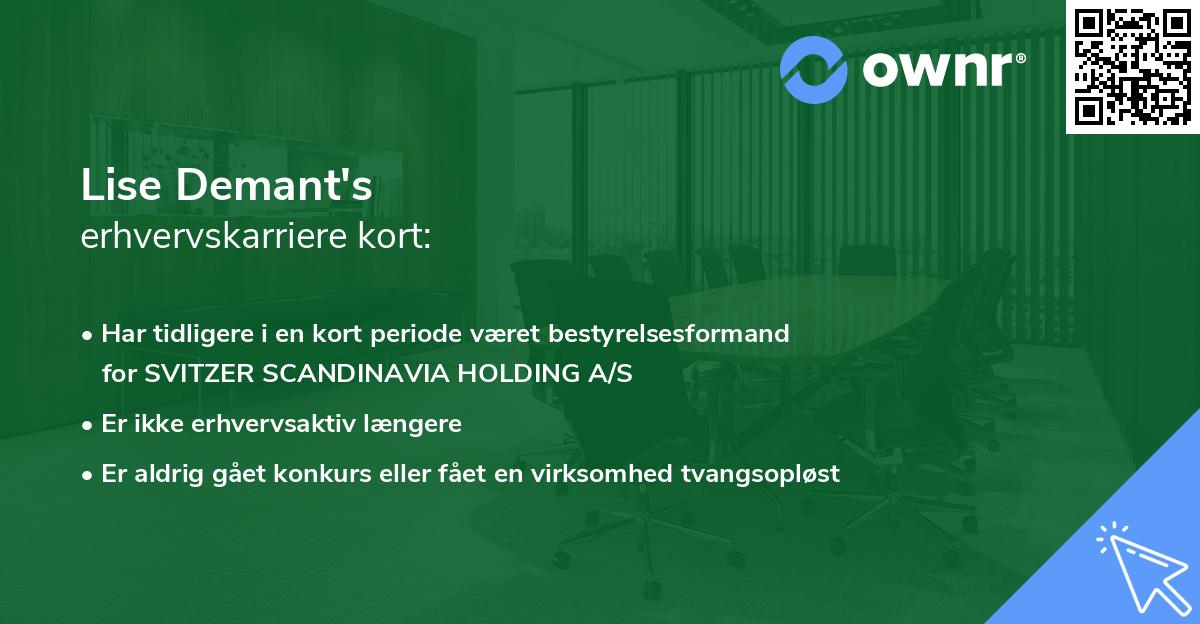 Lise Demant's erhvervskarriere kort