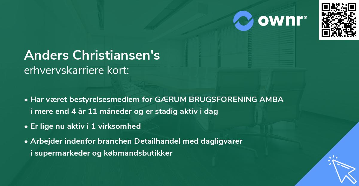 Anders Christiansen's erhvervskarriere kort
