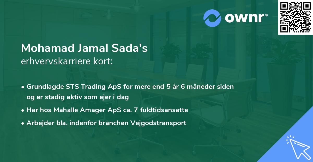 Mohamad Jamal Sada's erhvervskarriere kort