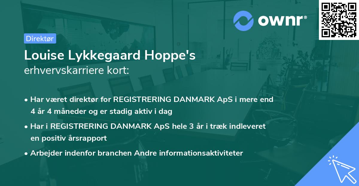 Louise Lykkegaard Hoppe's erhvervskarriere kort