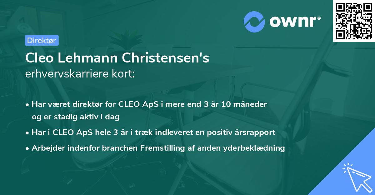 Cleo Lehmann Christensen's erhvervskarriere kort