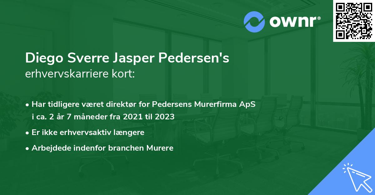 Diego Sverre Jasper Pedersen's erhvervskarriere kort